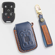 Load image into Gallery viewer, Handmade Leather Key Cover for Chevrolet Silverado Tahoe Camaro Equinox - 3/4/5/6 Button Case (Fits 2016-2024)
