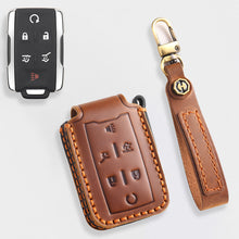 Load image into Gallery viewer, Handmade Leather Key Cover for Chevrolet Silverado Tahoe Camaro Equinox - 3/4/5/6 Button Case (Fits 2016-2024)