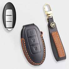 Load image into Gallery viewer, Genuine Leather Key Fob Cover for Nissan X-Trail, Qashqai, Tiida, Altima, and Sylphy (3-5 Button)