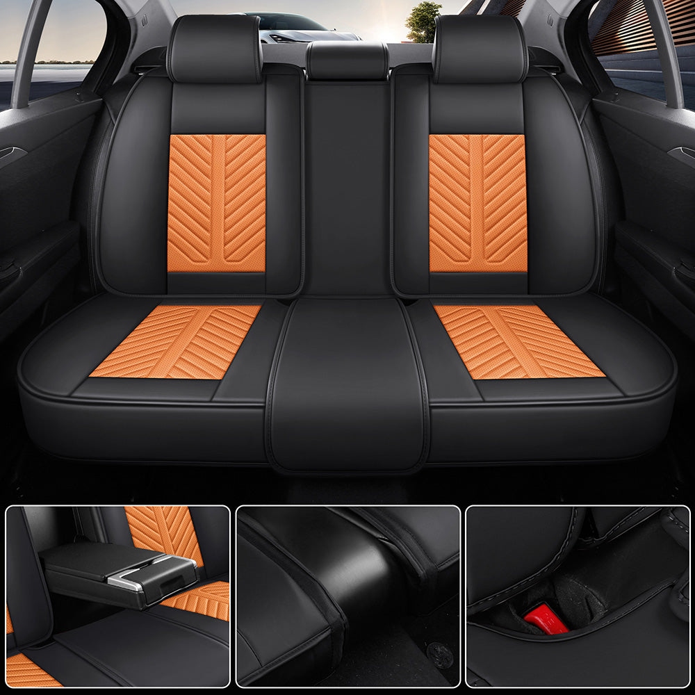 AmanCarport Car Seat Covers Faux Leather 5-Piece Set - Universal Fit for SUV, Truck, Sedan & Most Vehicles